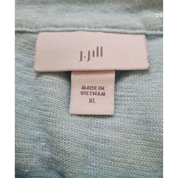 J. Jill Womens Light Blue Long-Sleeve Button Henley Top Relaxed Fit Linen-Cotton - Picture 3 of 6